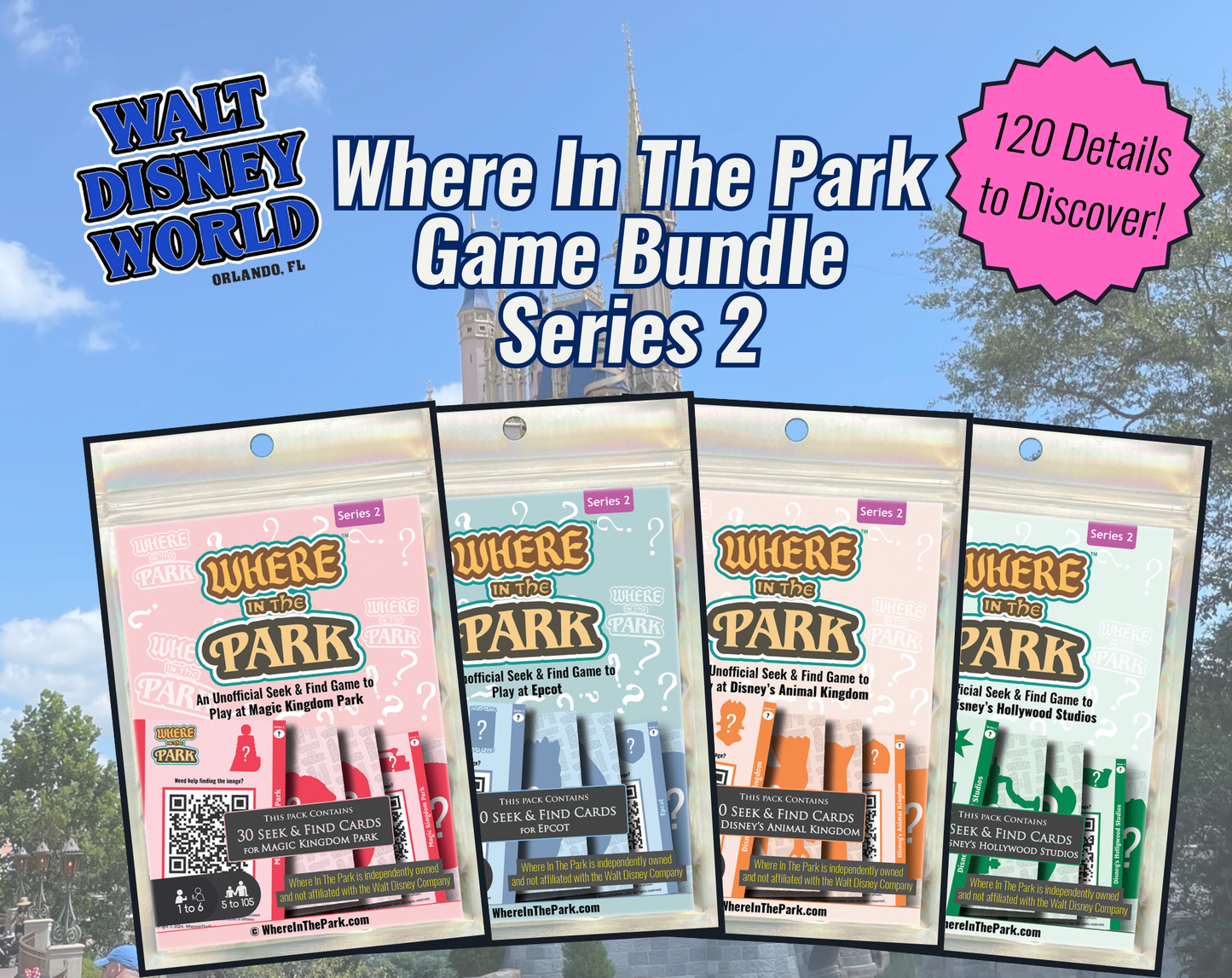 Walt Disney World - Where In The Park Game - 4-Pack Bundle - Series 2